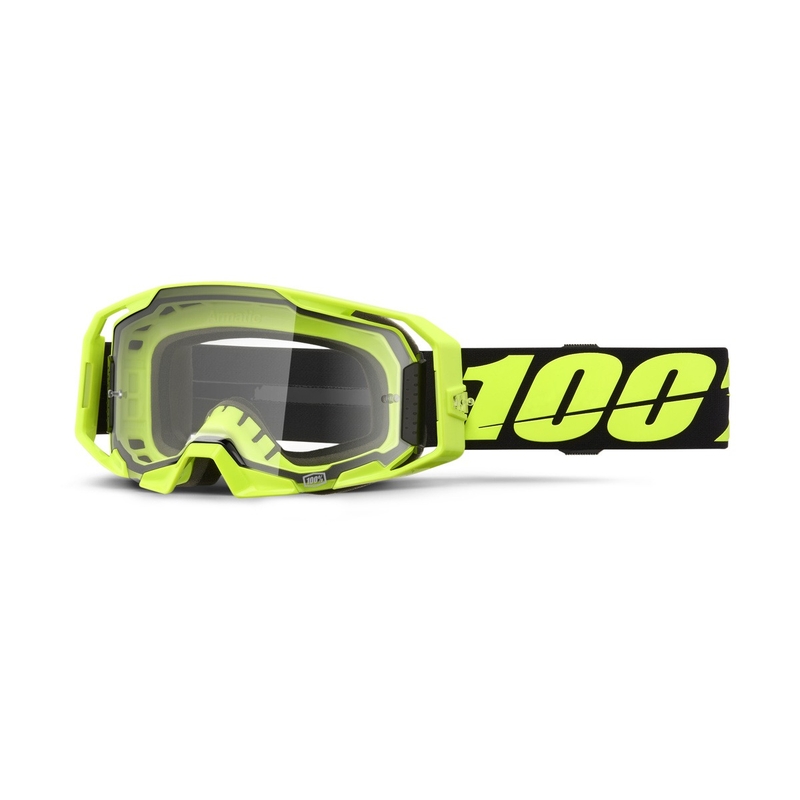 Gafas de motocross 100% ARmatic Amarillo Neón con plexiglás transparente