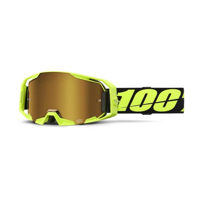 Gafas de motocross 100% ARmatic Amarillo Neón con verdadero plexiglás dorado