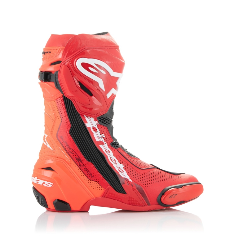 Botas de moto Alpinestars Supertech R Vented rojo fluo-rojo