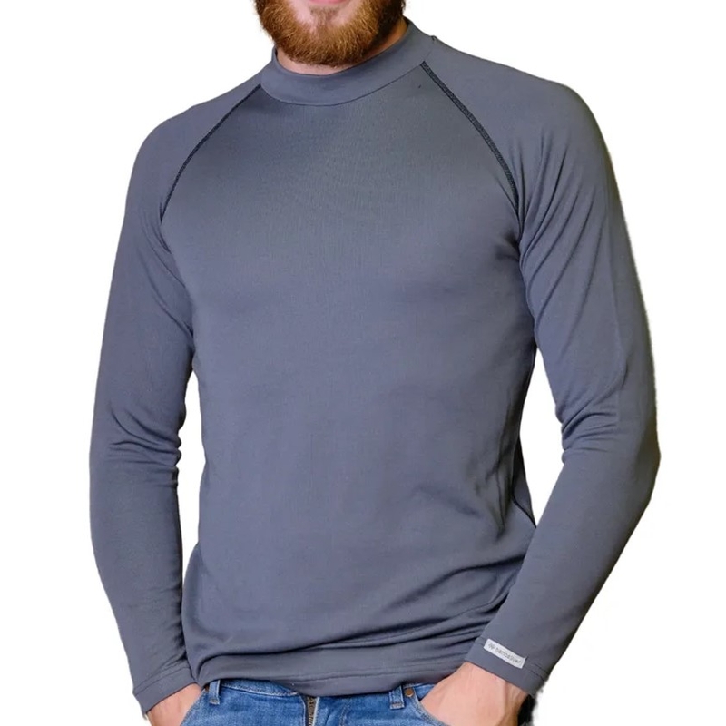 Camiseta térmica hombre nanosilver® Merino Stone gris-negro liquidación