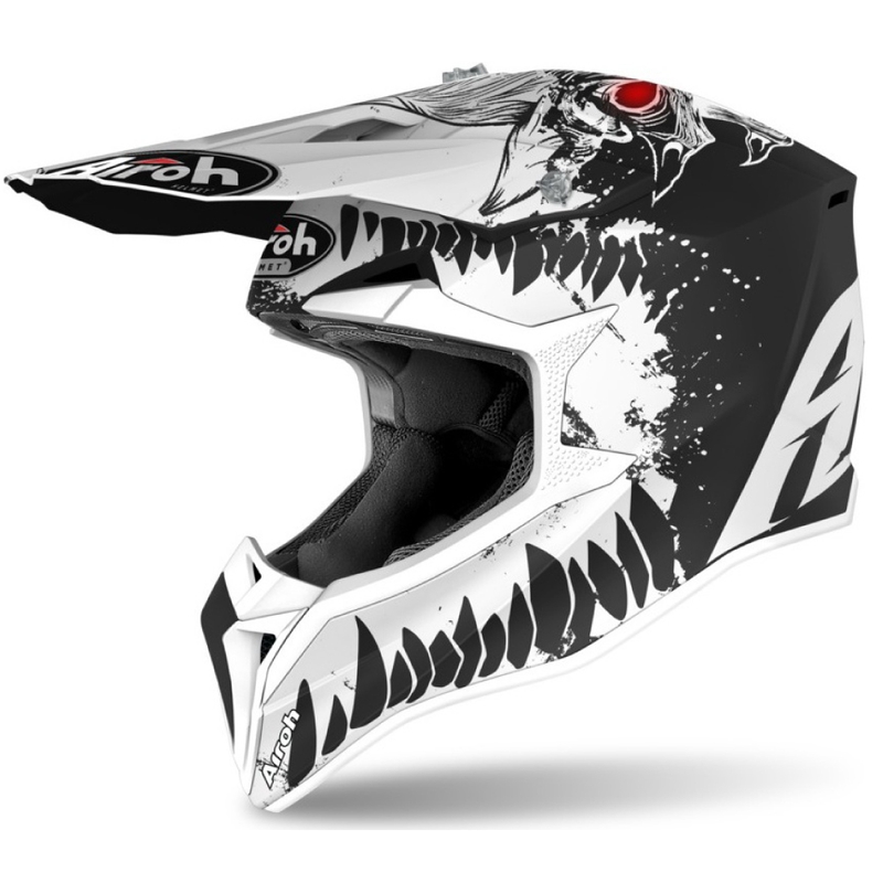 Casco de motocross infantil Airoh Wraap Youth Beast negro y blanco