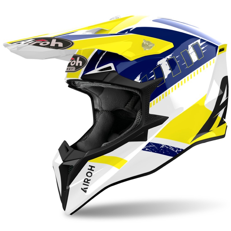 Casco de motocross Airoh Wraaap Feel amarillo-azul brillante