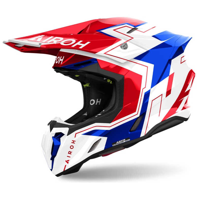 Casco de motocross Airoh Twist 3 Dizzy azul-rojo brillante