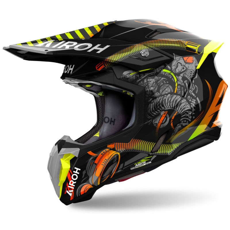 Casco de motocross Airoh Twist 3 Toxic negro-naranja