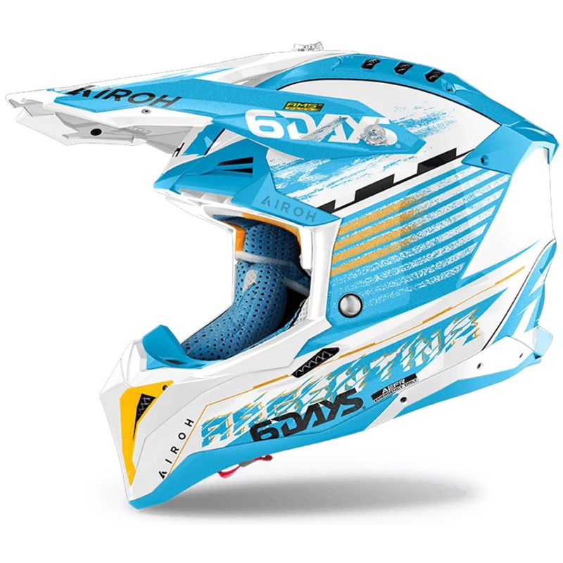 Casco motocross Airoh Aviator 3 Six Days Argentina azul brillante