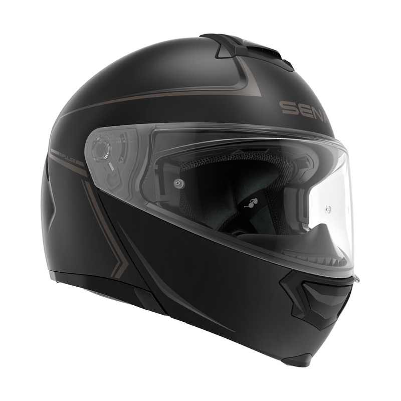 Casco de moto abatible SENA con auricular Mesh Impulse negro mate