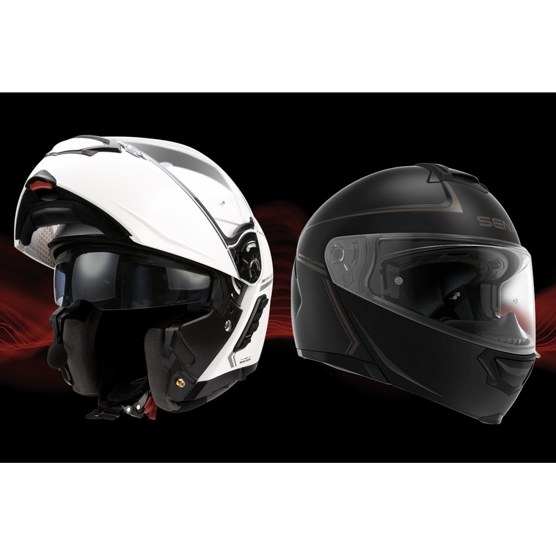 Casco de moto abatible SENA con auricular Mesh Impulse negro mate