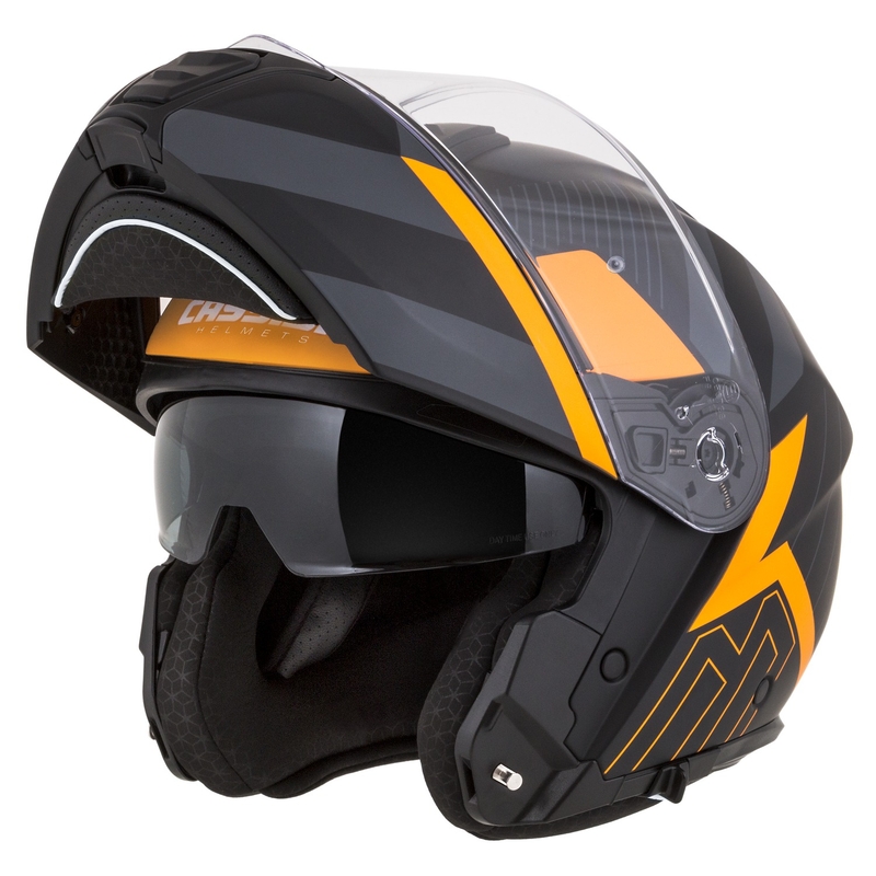 Casco de moto abatible Cassida Modulo 2.1 Profile negro mate-gris-naranja