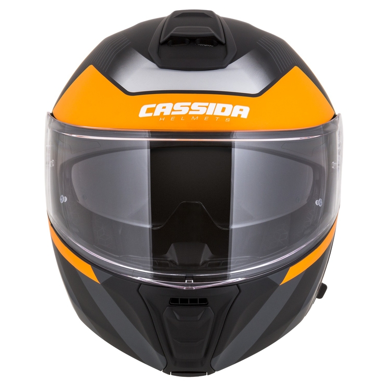 Casco de moto abatible Cassida Modulo 2.1 Profile negro mate-gris-naranja