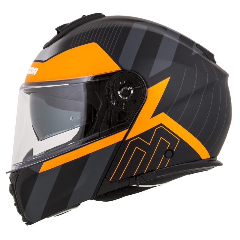 Casco de moto abatible Cassida Modulo 2.1 Profile negro mate-gris-naranja