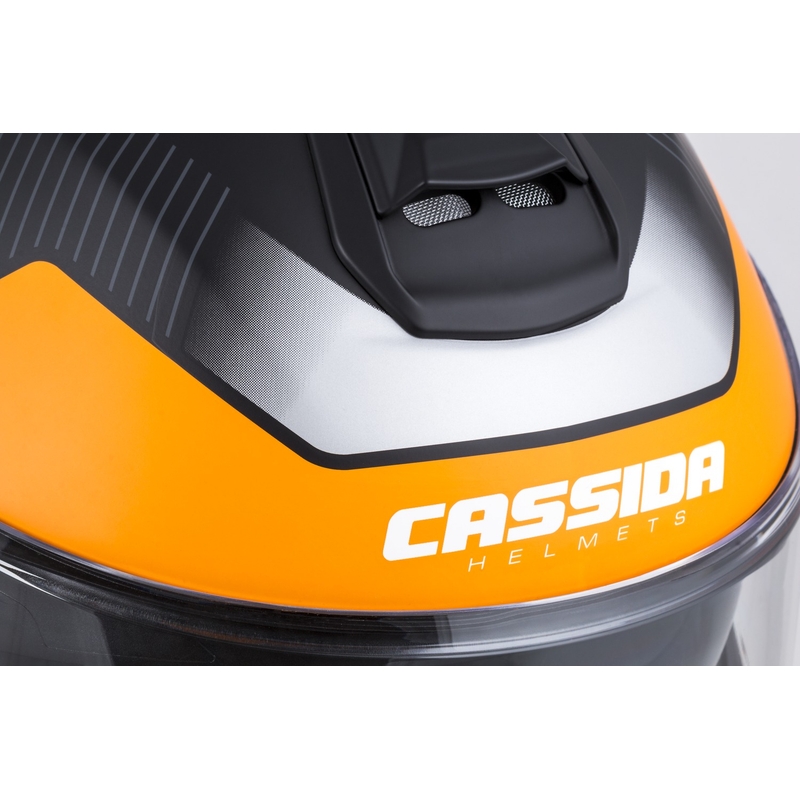 Casco de moto abatible Cassida Modulo 2.1 Profile negro mate-gris-naranja