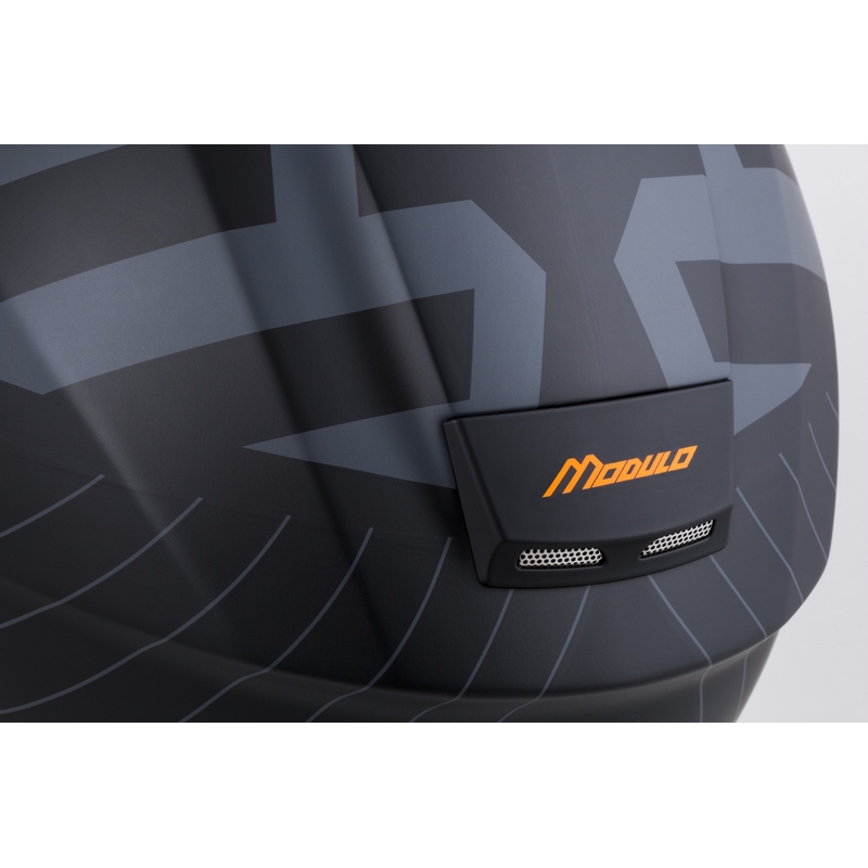 Casco de moto abatible Cassida Modulo 2.1 Profile negro mate-gris-naranja