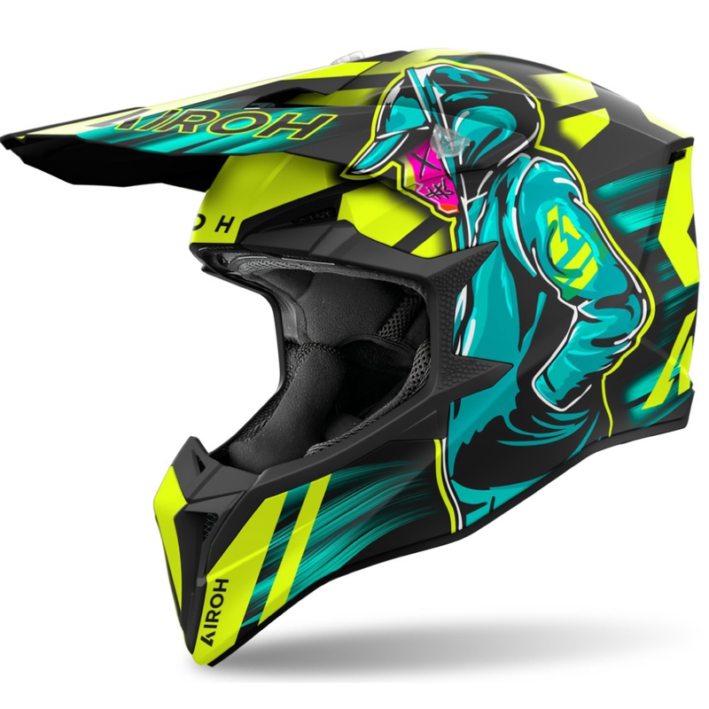 Casco de motocross Airoh Wraaap Cyber amarillo mate