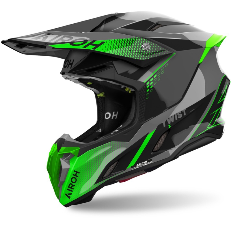Casco de motocross Airoh Twist 3 Shard verde brillante