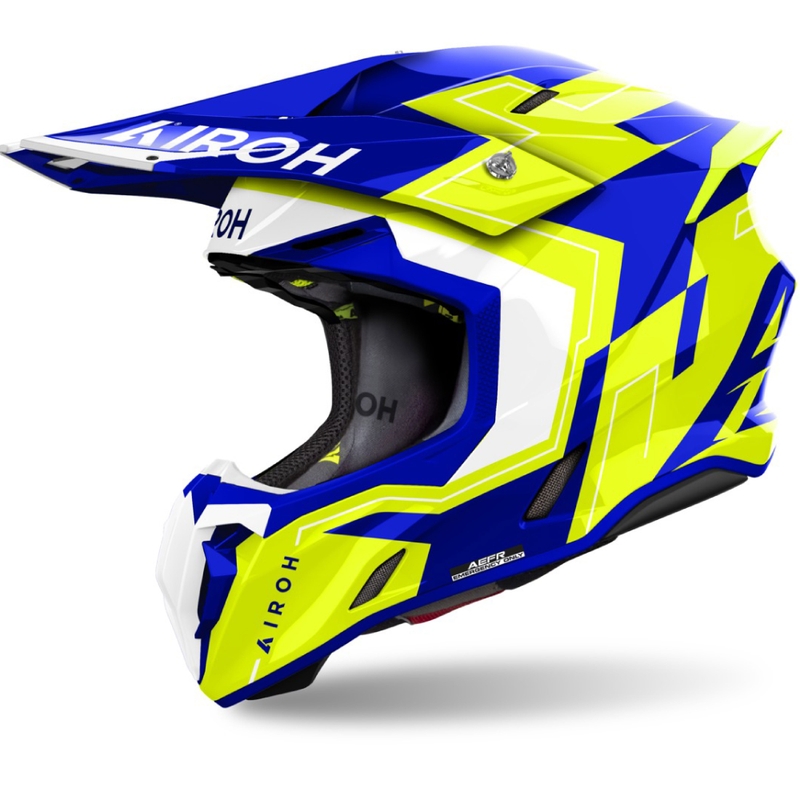 Casco de motocross Airoh Twist 3 Dizzy azul-amarillo brillante