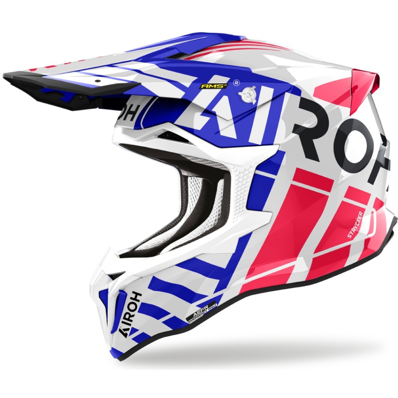 Casco motocross Airoh Strycker Brave 2024 azul-rojo brillante liquidación