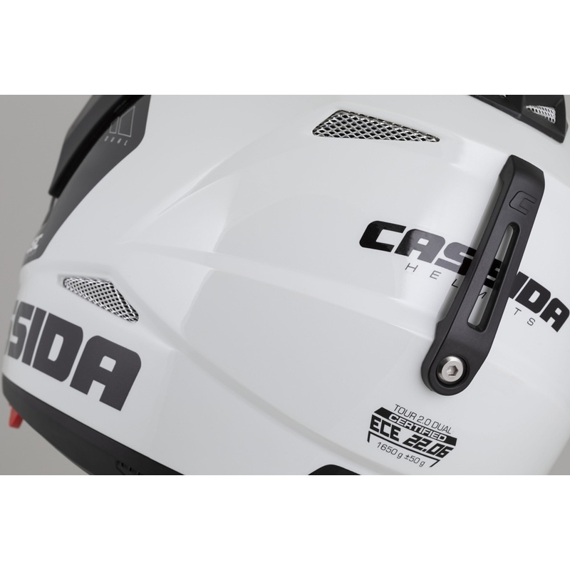 Casco enduro Cassida Tour 2.0 X-tra blanco-rojo-negro con visera negra mate