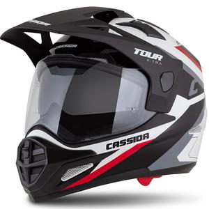 Casco enduro Cassida Tour 2.0 X-tra blanco-rojo-negro con visera negra mate