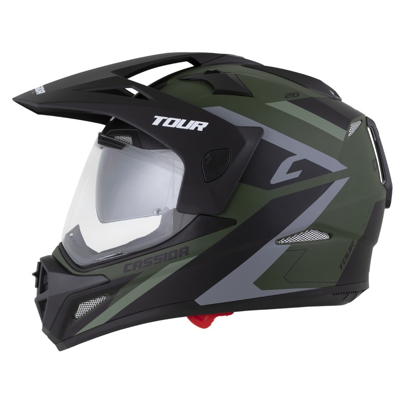 Casco enduro Cassida Tour 2.0 X-tra verde mate-gris-negro con visera negra mate