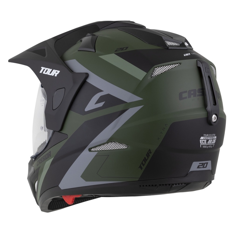 Casco enduro Cassida Tour 2.0 X-tra verde mate-gris-negro con visera negra mate