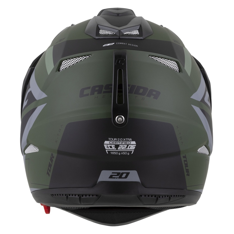 Casco enduro Cassida Tour 2.0 X-tra verde mate-gris-negro con visera negra mate