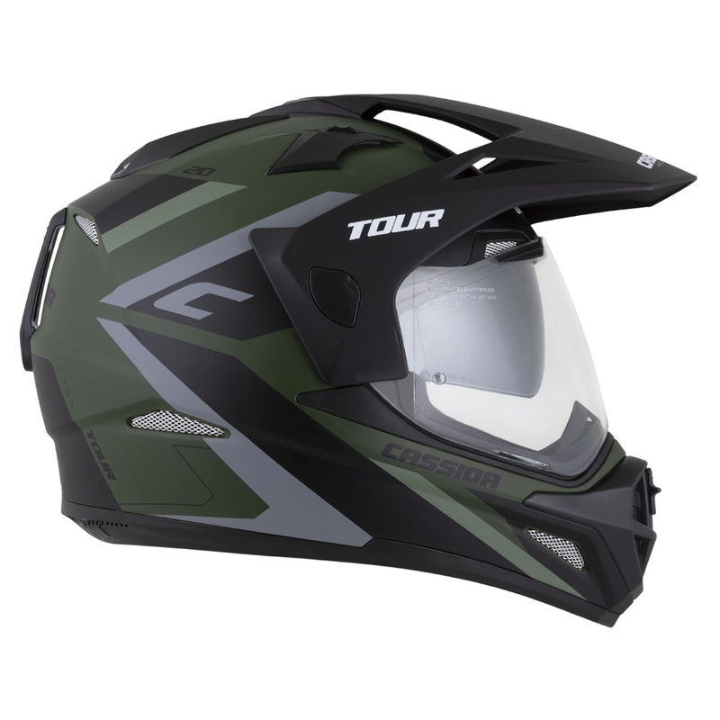 Casco enduro Cassida Tour 2.0 X-tra verde mate-gris-negro con visera negra mate