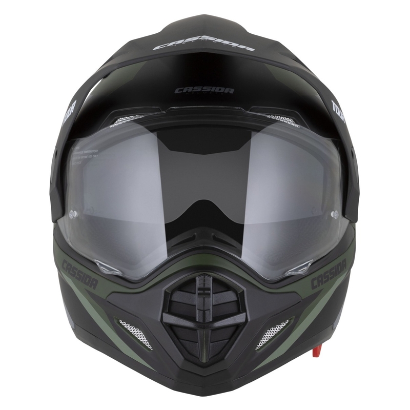 Casco enduro Cassida Tour 2.0 X-tra verde mate-gris-negro con visera negra mate