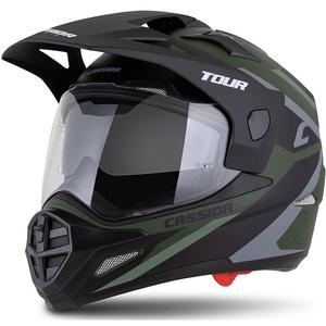 Casco enduro Cassida Tour 2.0 X-tra verde mate-gris-negro con visera negra mate