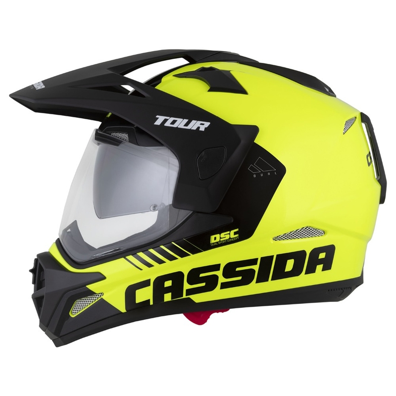 Casco enduro Cassida Tour 2.0 Dual fluo amarillo-negro-negro con visera negra mate