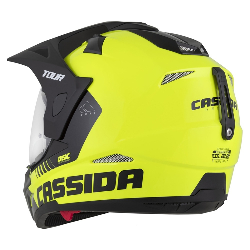 Casco enduro Cassida Tour 2.0 Dual fluo amarillo-negro-negro con visera negra mate