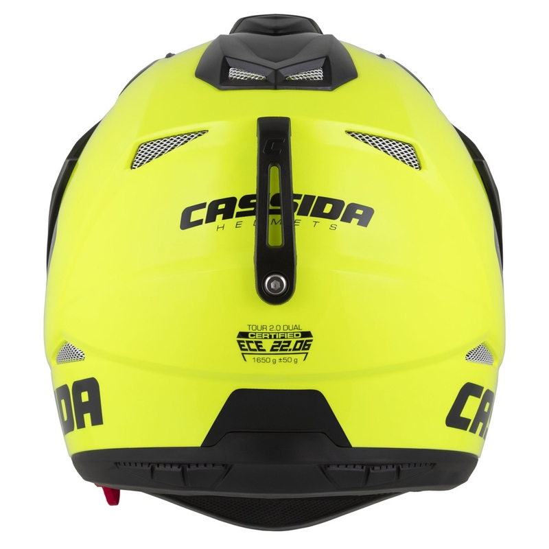 Casco enduro Cassida Tour 2.0 Dual fluo amarillo-negro-negro con visera negra mate