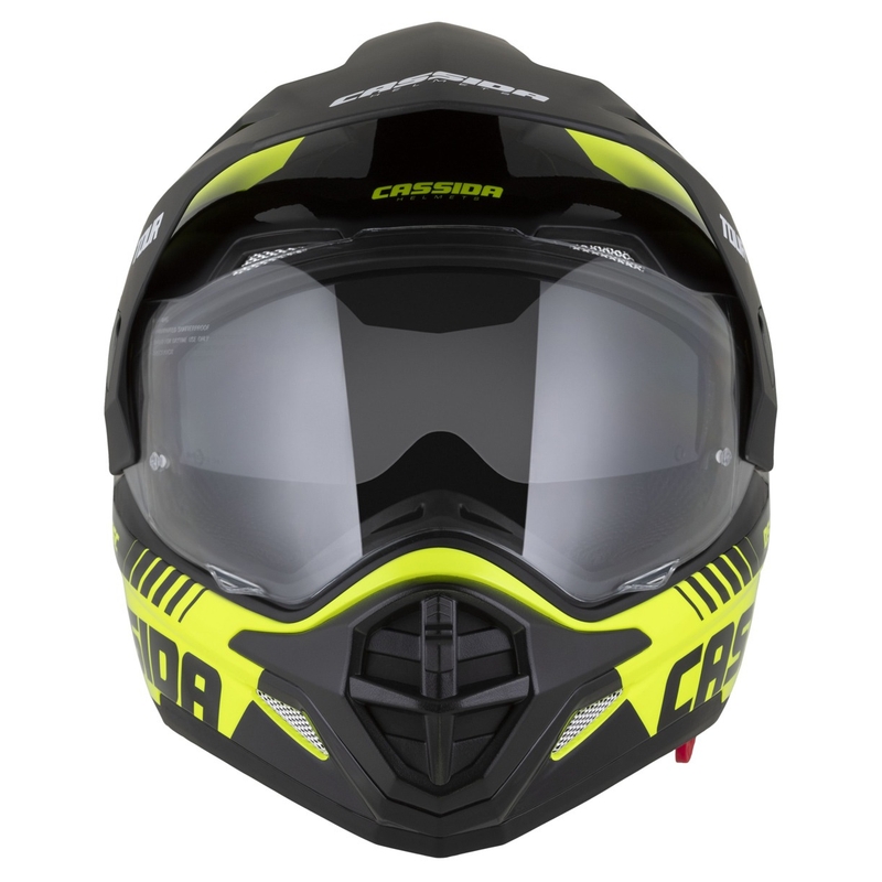 Casco enduro Cassida Tour 2.0 Dual fluo amarillo-negro-negro con visera negra mate