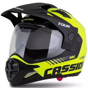 Casco enduro Cassida Tour 2.0 Dual fluo amarillo-negro-negro con visera negra mate