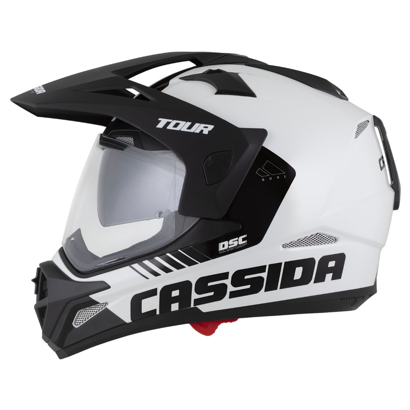 Casco enduro Cassida Tour 2.0 Dual blanco-negro con visera negra mate