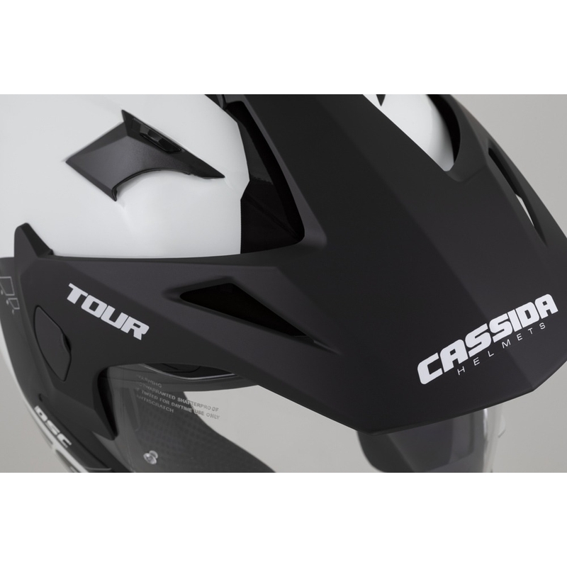 Casco enduro Cassida Tour 2.0 Dual blanco-negro con visera negra mate