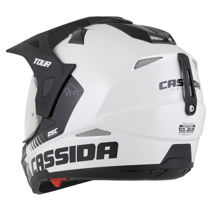 Casco enduro Cassida Tour 2.0 Dual blanco-negro con visera negra mate