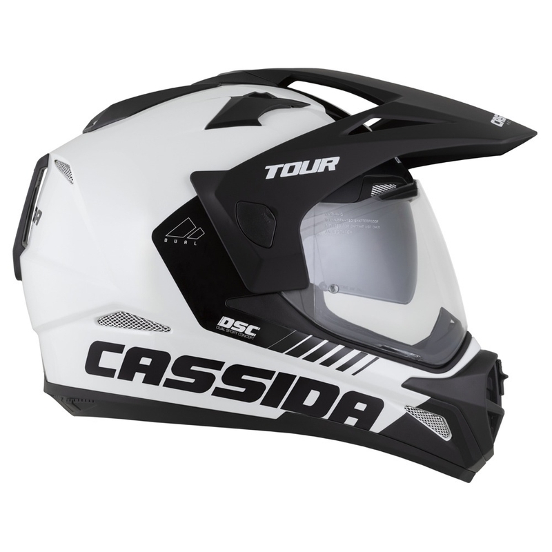 Casco enduro Cassida Tour 2.0 Dual blanco-negro con visera negra mate