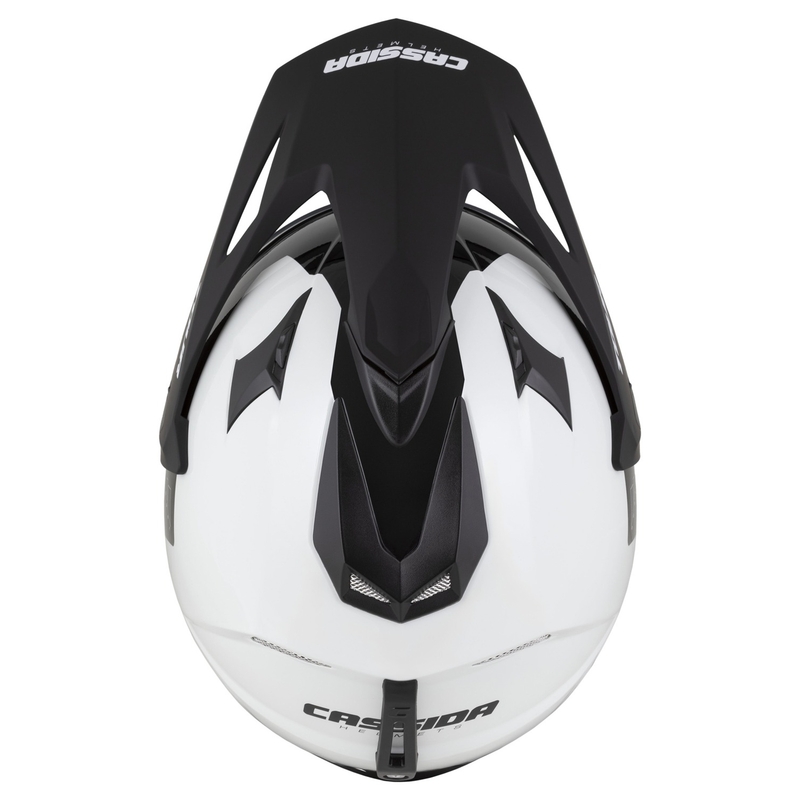 Casco enduro Cassida Tour 2.0 Dual blanco-negro con visera negra mate