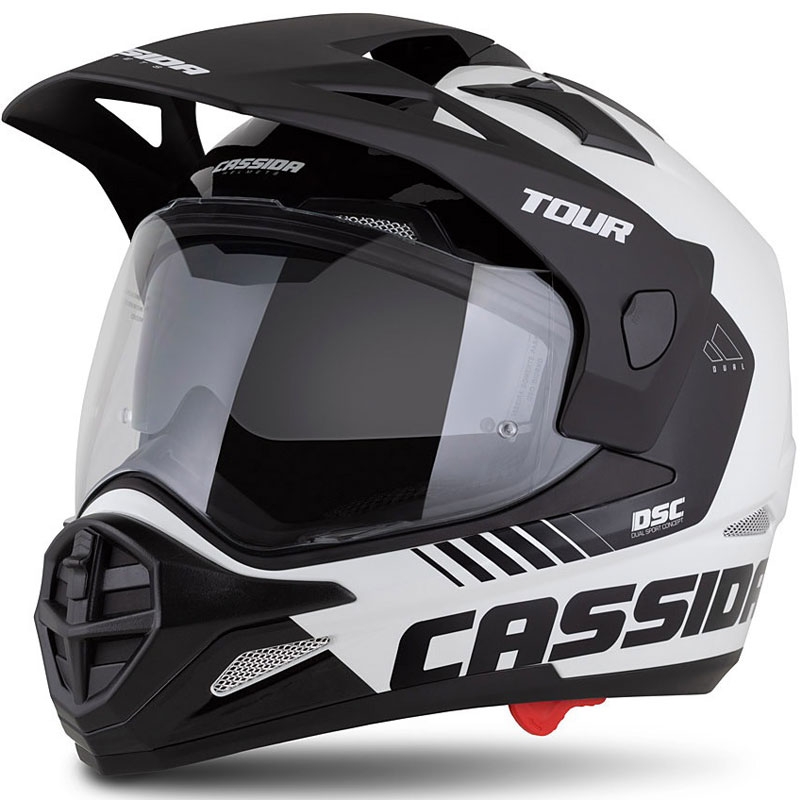 Casco enduro Cassida Tour 2.0 Dual blanco-negro con visera negra mate