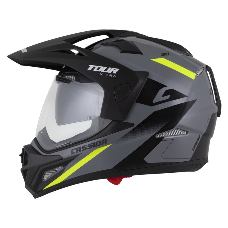 Casco enduro Cassida Tour 2.0 X-tra gris-amarillo fluo-negro con visera negra mate