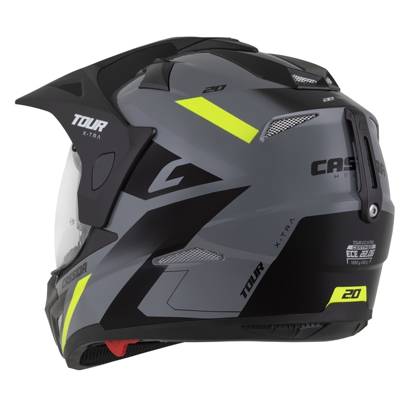 Casco enduro Cassida Tour 2.0 X-tra gris-amarillo fluo-negro con visera negra mate