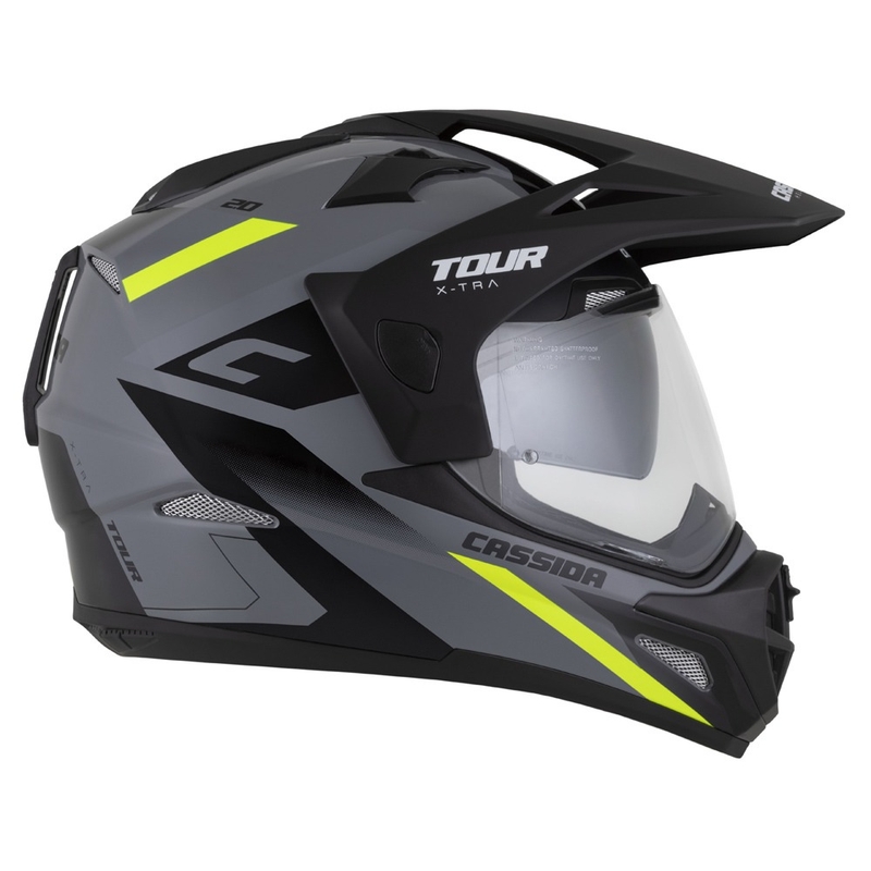 Casco enduro Cassida Tour 2.0 X-tra gris-amarillo fluo-negro con visera negra mate