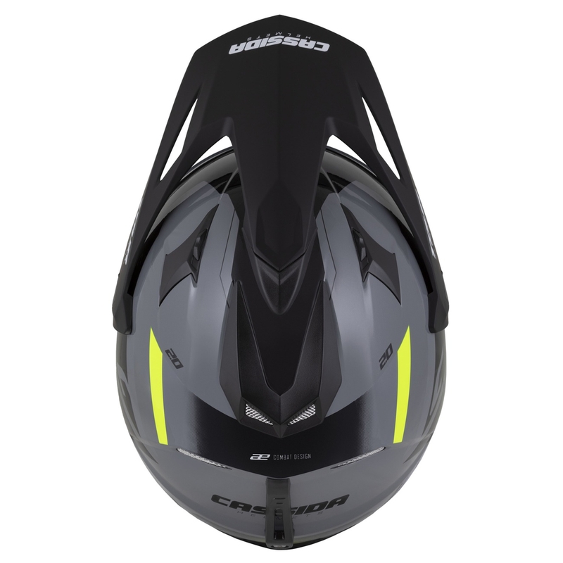 Casco enduro Cassida Tour 2.0 X-tra gris-amarillo fluo-negro con visera negra mate