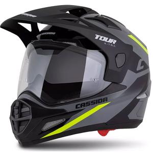 Casco enduro Cassida Tour 2.0 X-tra gris-amarillo fluo-negro con visera negra mate