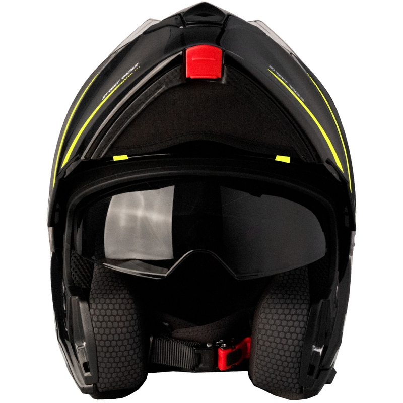 Casco de moto abatible Street Racer Fury negro-amarillo fluorescente
