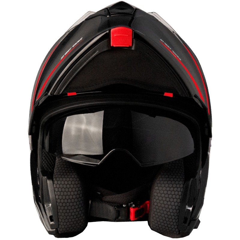Casco de moto abatible Street Racer Fury negro-rojo