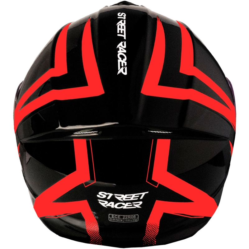 Casco de moto abatible Street Racer Fury negro-rojo