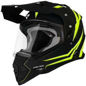 Casco de moto enduro Street Racer Ignite negro mate-amarillo fluo