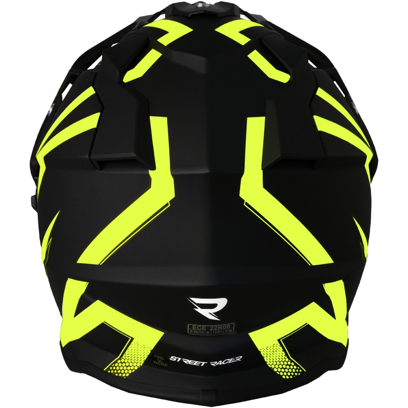 Casco de moto Enduro Street Racer Ignite negro mate-amarillo flúor