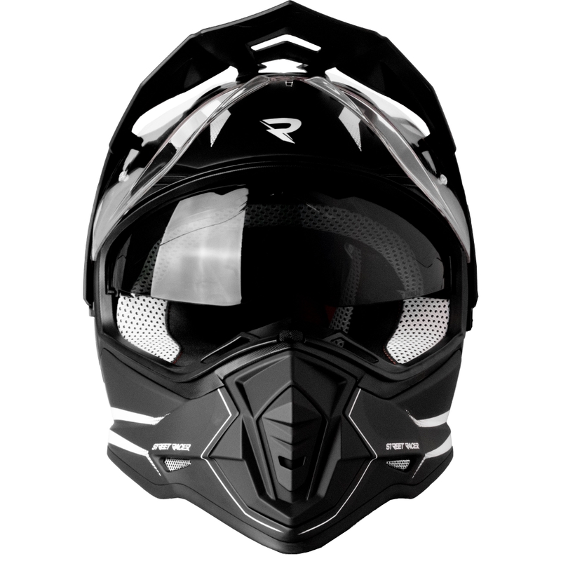 Casco de moto enduro Street Racer Ignite negro mate-blanco
